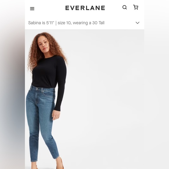 EVERLANE// High-rise Skinny Ankle Jean in Mid-Blue, Size 26 - Picture 2 of 7